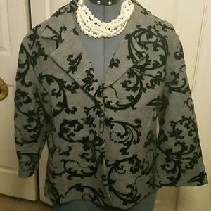Coldwater Creek-Gray Blazer w/Blk Design-XL